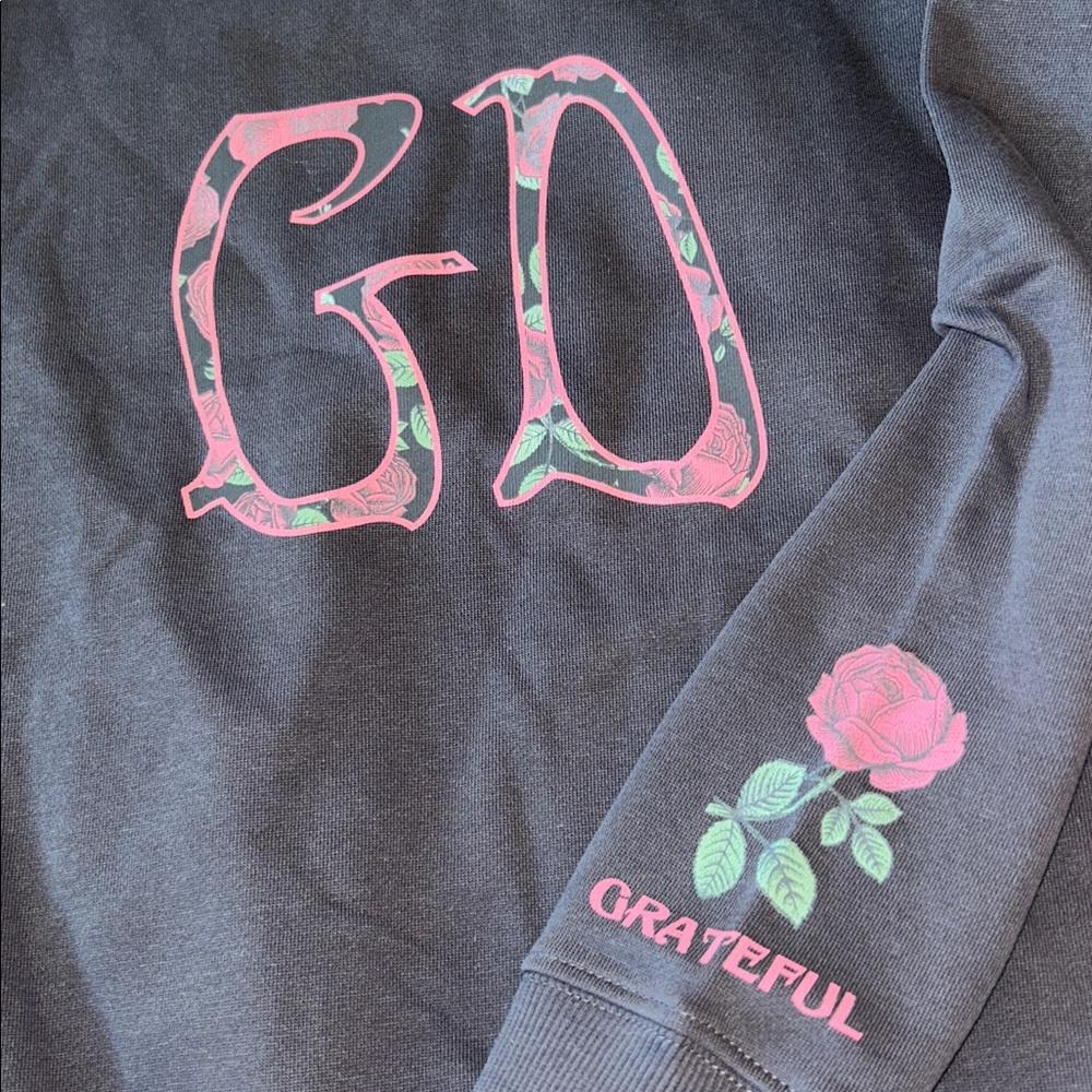 Grateful Dead X Pact Slouchy Cropped Sweatshirt Organic Garden Rose Size XS - Picture 6 of 7